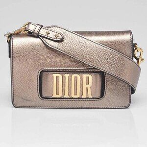 Christian Dior Silver Pebbled Calfskin Leather Dio(r)evolution Flap Bag